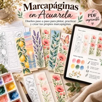 Marcapáginas en Acuarela: proyectos, paletas y plantillas para imprimir